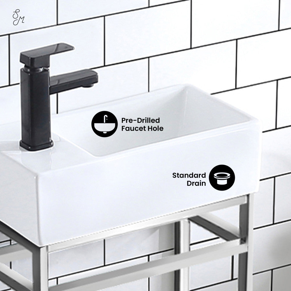 Pierre 19.5 Single, Open Shelf, Chrome Metal Frame Bathroom Vanity