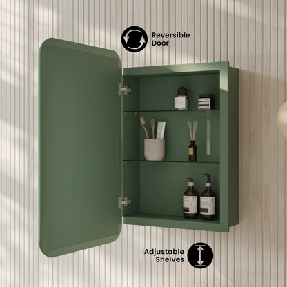 Plaisir 18 x 27 Recessed/Wall Mount Medicine Cabinet with Mirror in Green