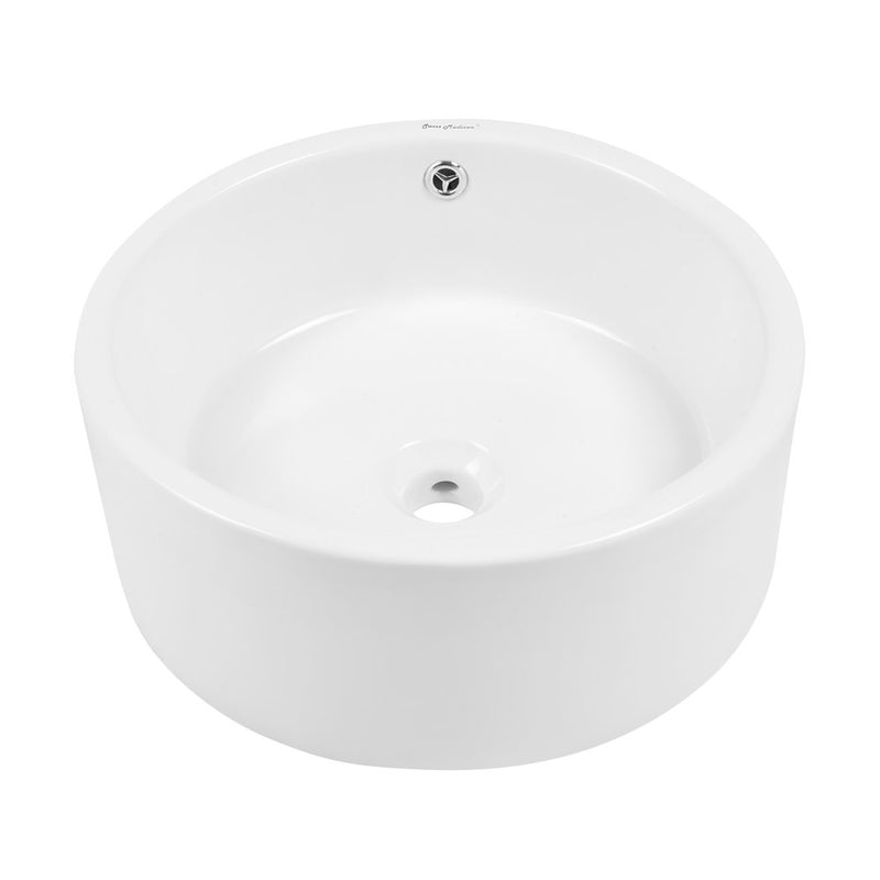 Monaco Round Ceramic Bathroom Vessel Sink in White