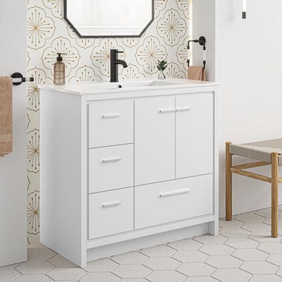 Virage 36 Freestanding, Bathroom Vanity in White