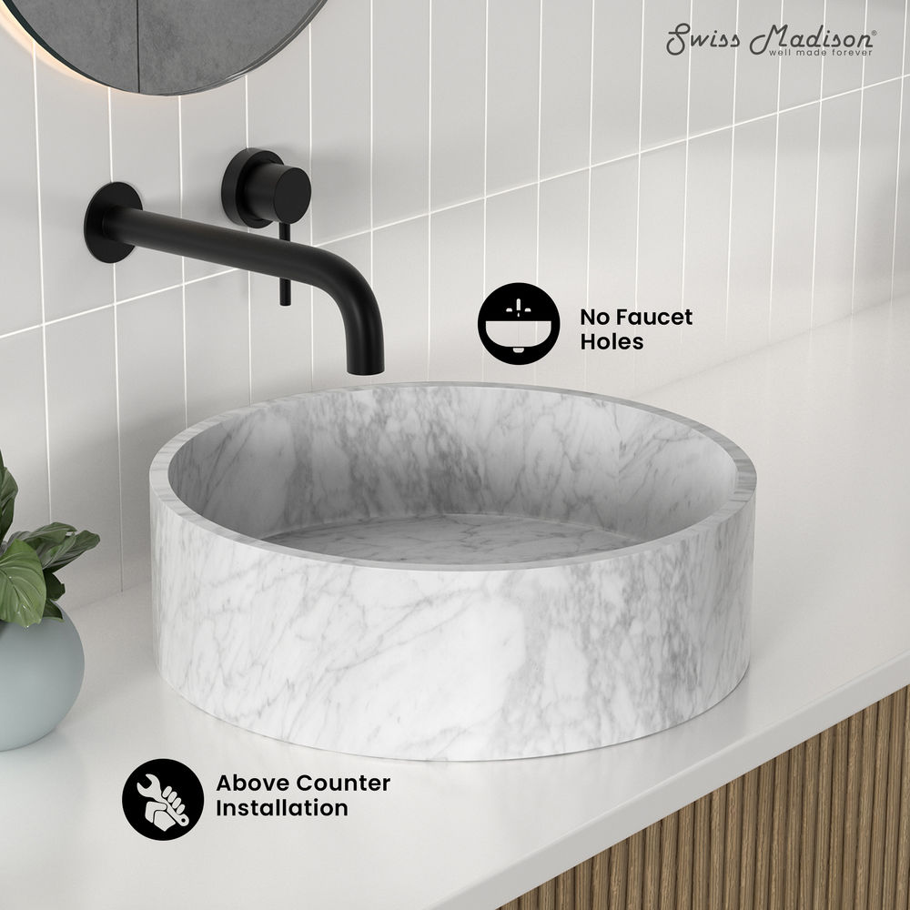 Monaco 17" Round Vessel Bathroom Sink in Marbled Gray