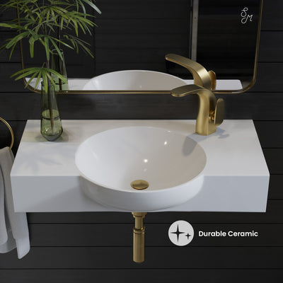 Chateau 30" Wall-Mounted Sink Center Basin with Right Side Faucet Mount in Glossy White