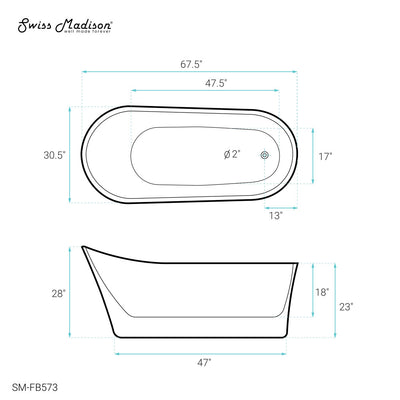 Sublime 67" Single Slipper Freestanding Bathtub