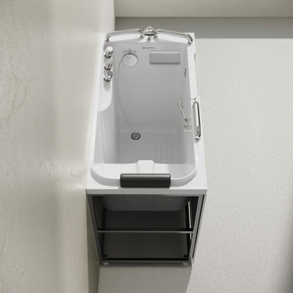 Auvergne 53" x 27" ADA Right Drain Walk-in Soaking Bathtub in Glossy White, Faucet Set, Drain, Grab Bars, Pillow Included