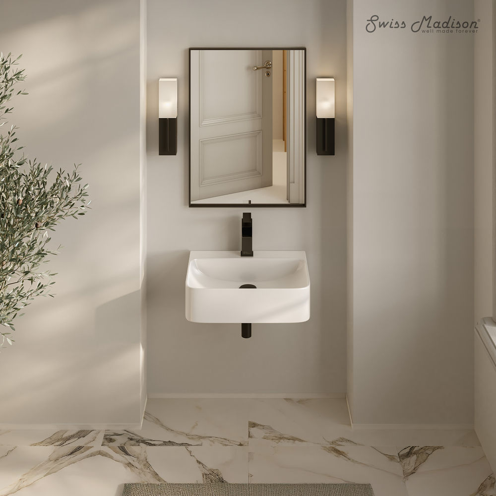 St. Tropez 17" Rectangle Wall-Mounted Sink in Glossy White