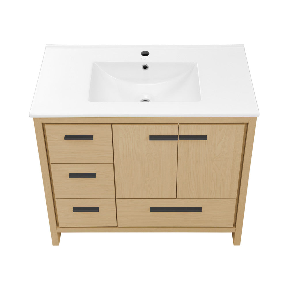 Virage 36" Freestanding Bathroom Vanity in Natural Oak with Sink Top