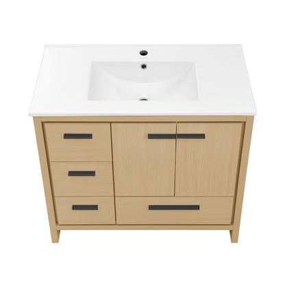 Virage 36" Freestanding Bathroom Vanity in Natural Oak with Sink Top