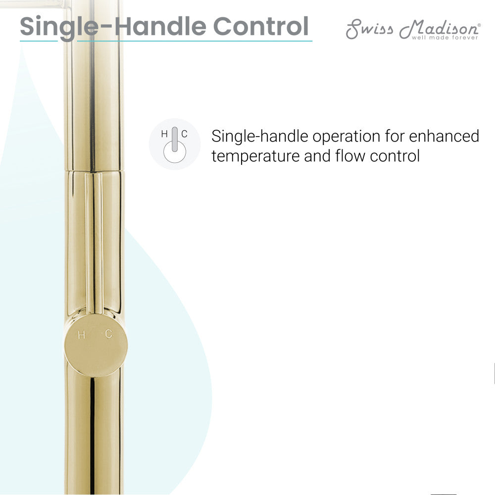 Single-handle pull-down kitchen faucet in brushed gold, sleek cylindrical design.