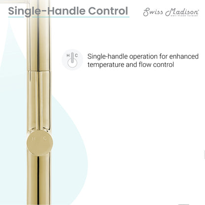 Single-handle pull-down kitchen faucet in brushed gold, sleek cylindrical design.