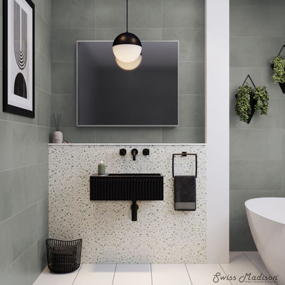 Delice 24" Rectangle Wall-Mount Bathroom Sink in Matte Black