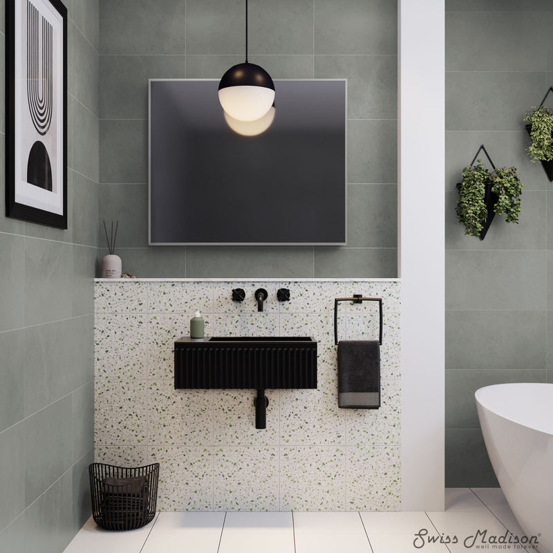 Delice 24" Rectangle Wall-Mount Bathroom Sink in Matte Black