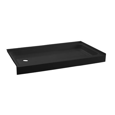 Voltaire 60" x 32" Acrylic Black, Single-Threshold, Left-Hand Drain, Shower Base