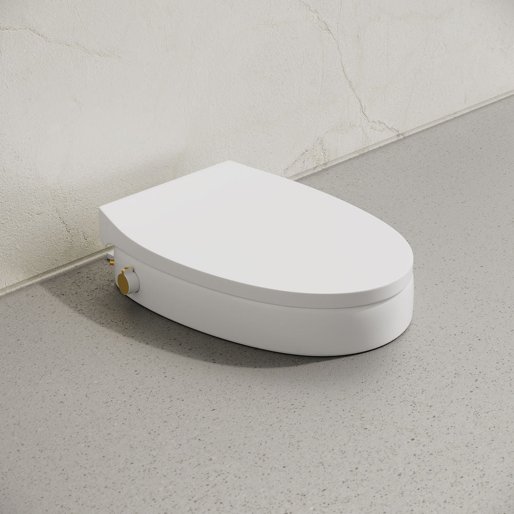 Ryse 3 in. Raised Elongated Soft Close ADA Compliant Toilet Seat with Bidet in Glossy White