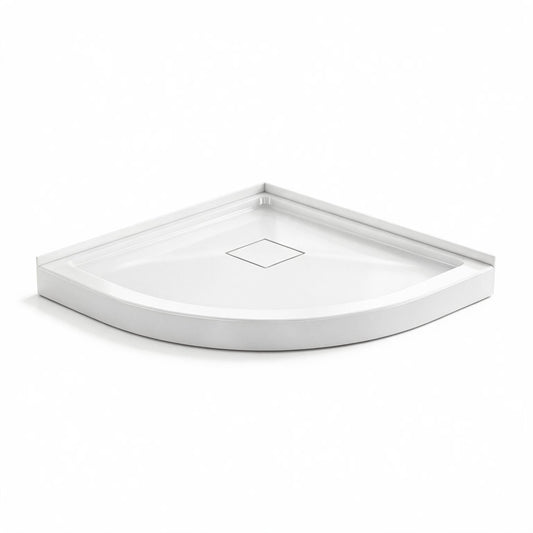 Marquette 36" x 36" Round Corner Double-Threshold Shower Pan Base with Center Drain in Glossy White