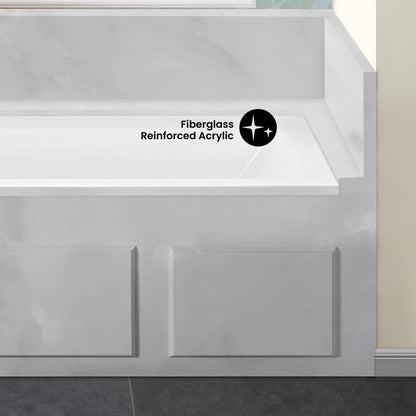 Voltaire 60 x 32 Left Drain Soaking Alcove Bathtub in Glossy White with Integrated Overflow, Drain Included