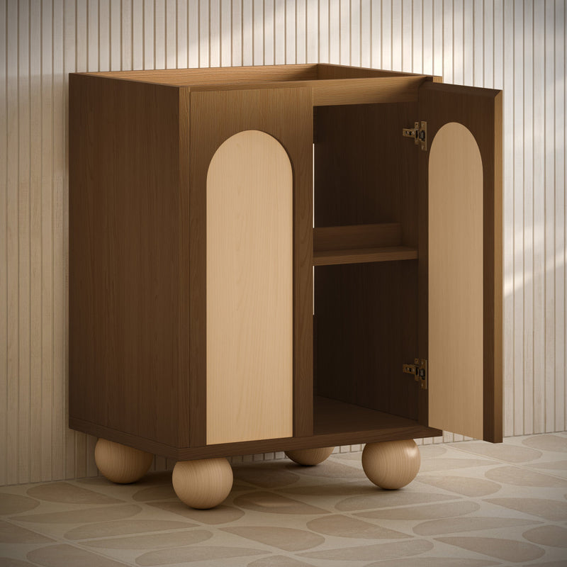 Plaisir II 24" Freestanding Bathroom Vanity Cabinet without Top in Brown Oak