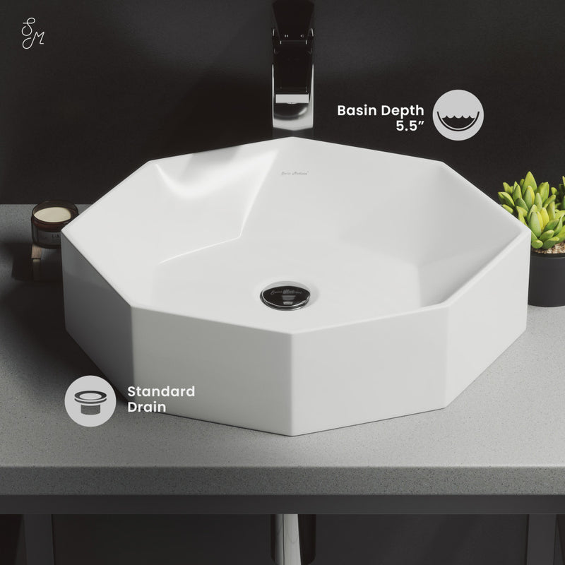 Brusque Glossy White Ceramic Specialty Vessel Sink 19.25 in