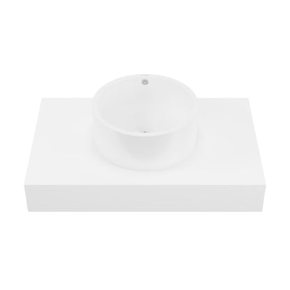 Monaco 36" Floating Bathroom Shelf with Vessel Sink in Glossy White