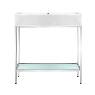 Pierre 32 Single, Freestanding, Open Shelf, Chrome Metal Frame Bathroom Vanity