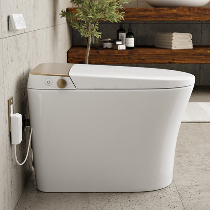 Hugo O Smart Toilet 12" Rough-in ADA Height in Glossy White with Integrated Tank, Auto Open/Close Lid, Foam Shield, UV Sterilization