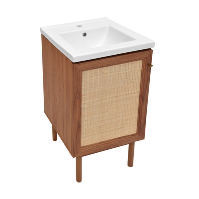 Classe 18" Freestanding Bathroom Vanity in Brown Oak with Sink Top