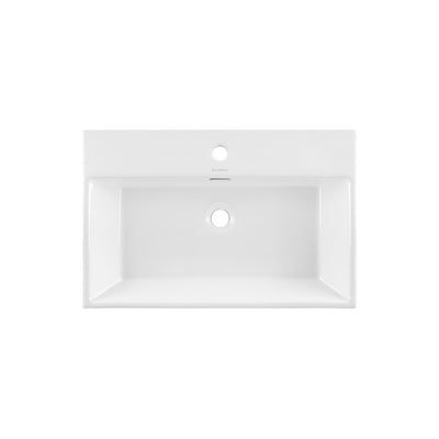 Claire 24 Ceramic Console Sink White Basin Matte White Legs