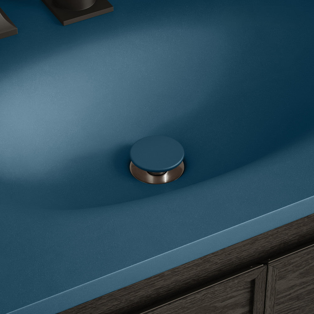 Lisse Concrete Bathroom Sink Non-Overflow Pop Up Drain in Matte Royal Blue