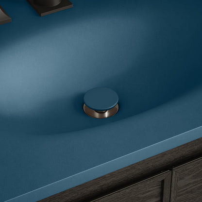 Lisse Concrete Bathroom Sink Non-Overflow Pop Up Drain in Matte Royal Blue