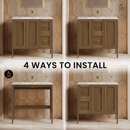 Forme 36" Modular Freestanding Bathroom Vanity with Sink Top in Brown Oak