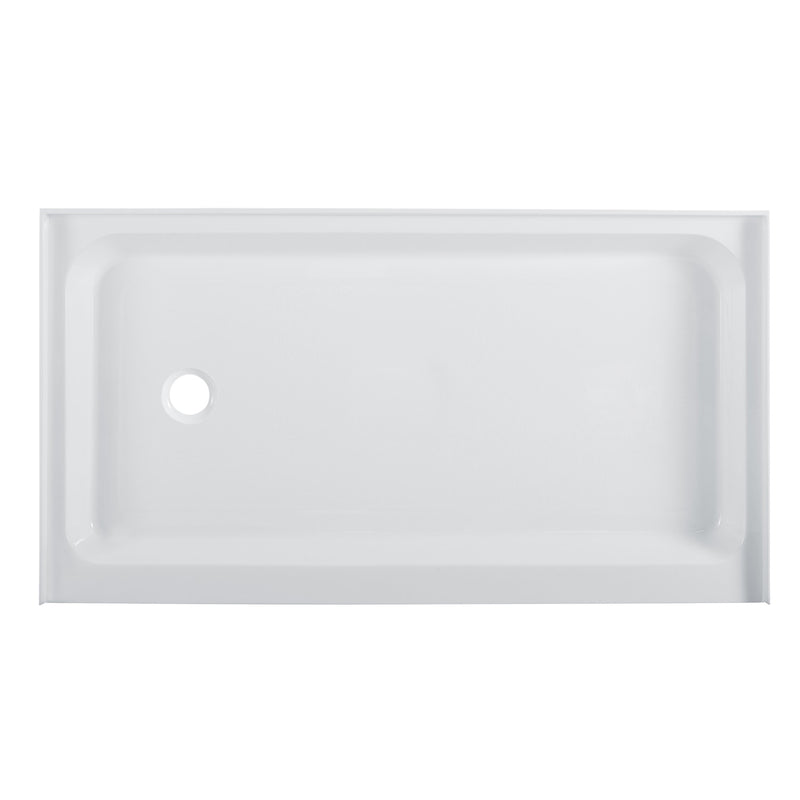 Voltaire 60" x 36" Acrylic White, Single-Threshold, Left-Hand Drain, Shower Base