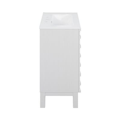 Cascade 24 in. White Oak Bathroom Vanity With White, 3-Hole Ceramic Sink Top