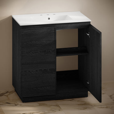 St. Tropez 36" Freestanding Bathroom Vanity in Black Oak with 3-Hole Widespread Sink Top