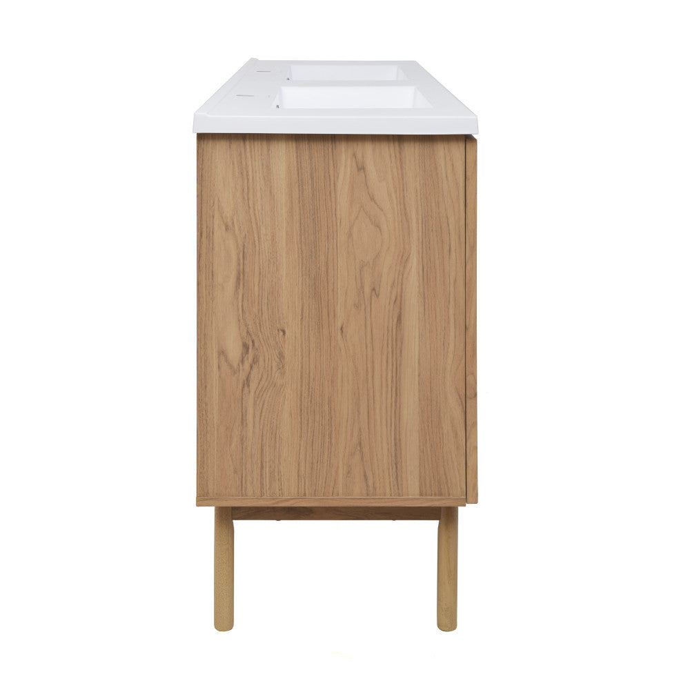 Classe 60" Freestanding Bathroom Vanity in Golden Oak with Double Basin Sink Top
