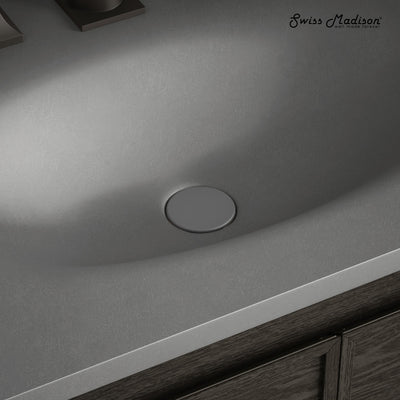 Lisse Concrete Bathroom Sink Non-Overflow Pop Up Drain in Matte Dark Gray