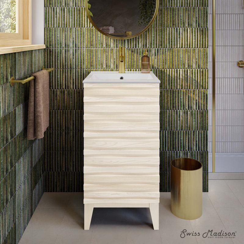 Cascade 18" Freestanding Bathroom Vanity in White Oak with Sink Top