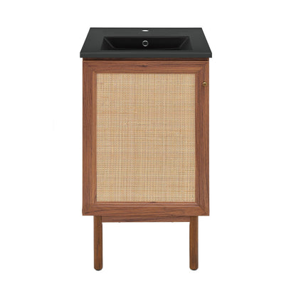 Classe 18" Freestanding Bathroom Vanity in Brown Oak with Black Sink Top