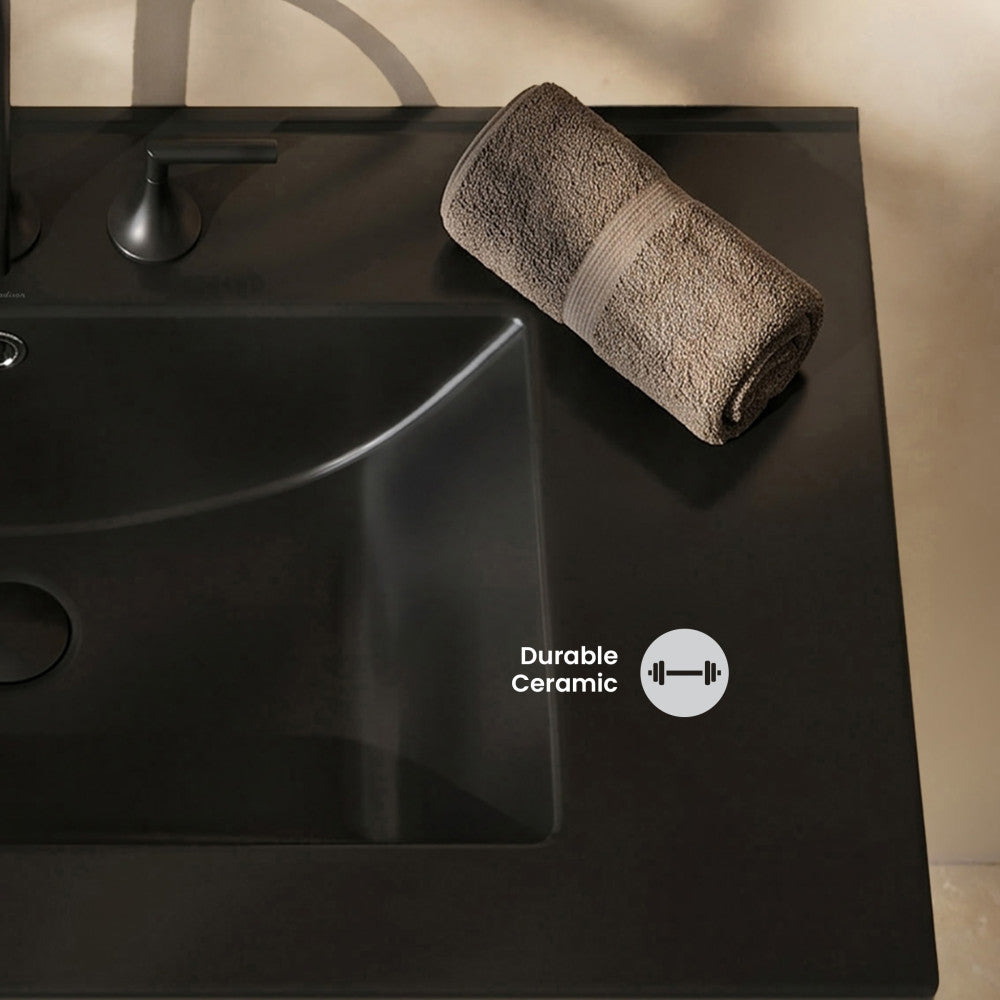 30" 3-Hole Widespread Vanity Sink Top in Matte Black