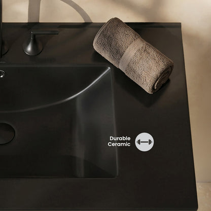 30" 3-Hole Widespread Vanity Sink Top in Matte Black