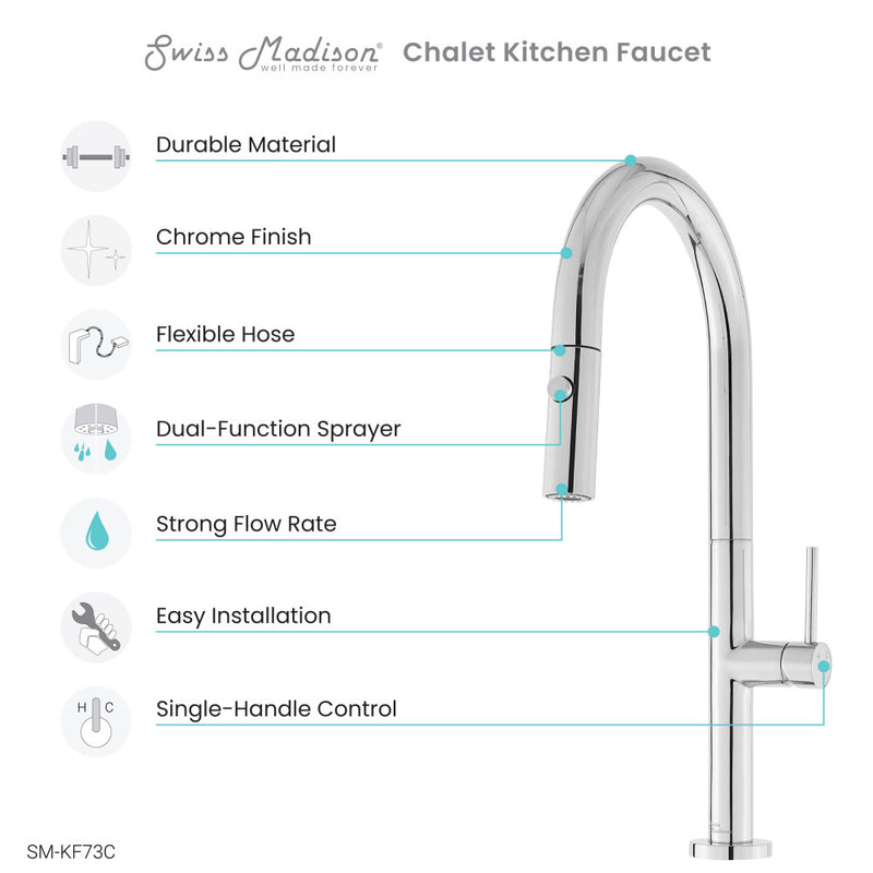 Chalet Single Handle, Pull-Down Kitchen Faucet in Chrome