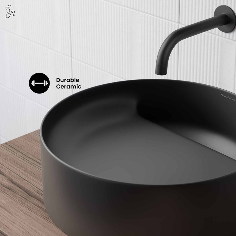 Beau 16.5" Round Vessel Bathroom Sink in Matte Black