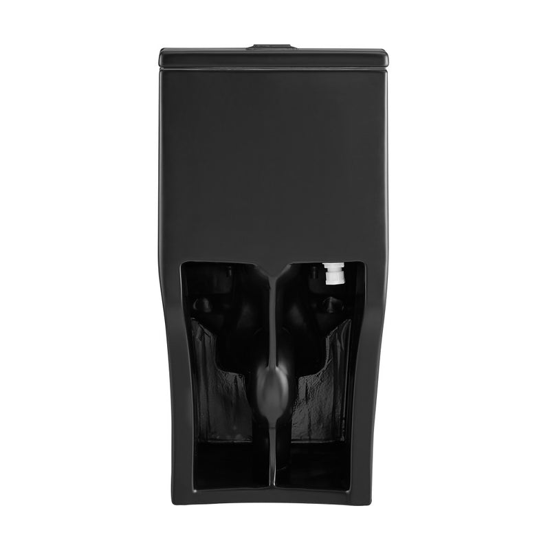 Concorde One Piece Square Toilet Dual Flush in Matte Black, Black Hardware 1.1/1.6 gpf