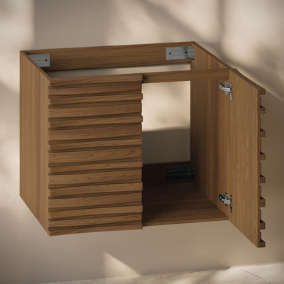 Cascade 30" Wall-Mounted Bathroom Vanity Cabinet without Top in Brown Oak