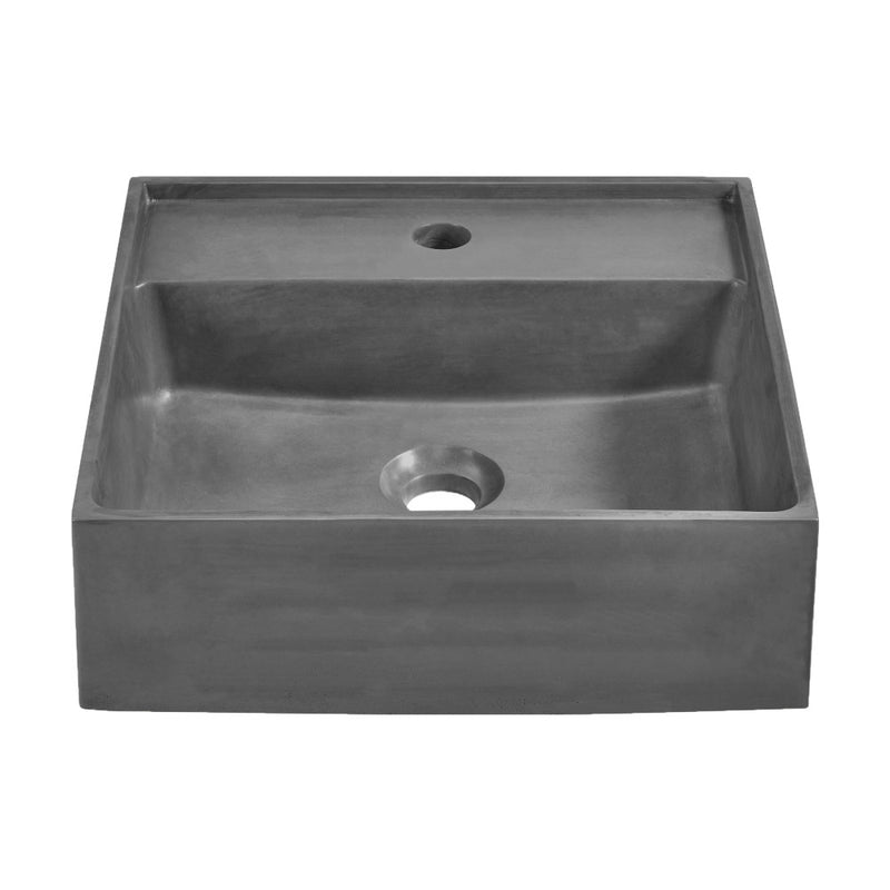 Lisse 16" Square Concrete Vessel Bathroom Sink in Dark Grey