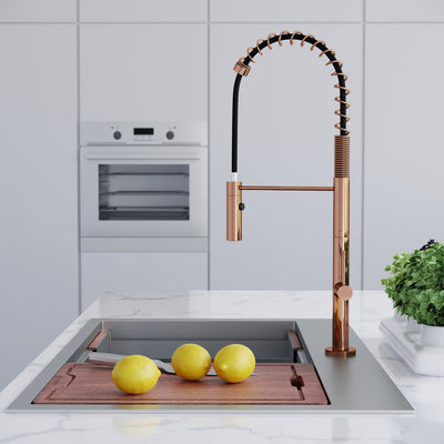 Chalet Single Handle, Pull-Down Kitchen Faucet in Rose Gold