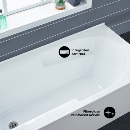 Ivy 54 x 30 Left Drain Soaking Alcove Corner Apron Bathtub in Glossy White