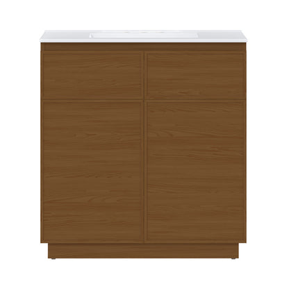 St. Tropez 36" Freestanding Bathroom Vanity in Brown Oak with 3-Hole Widespread Sink Top
