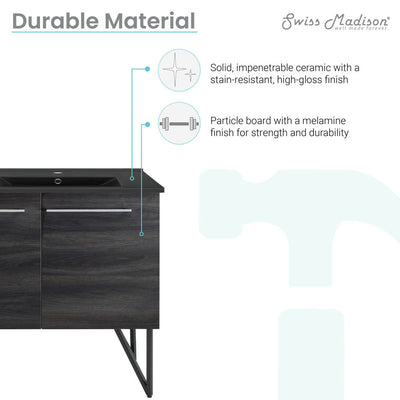 Annecy 60 in. Black Walnut, Double Basin Bathroom Vanity With Black Artificial Stone Sink Top