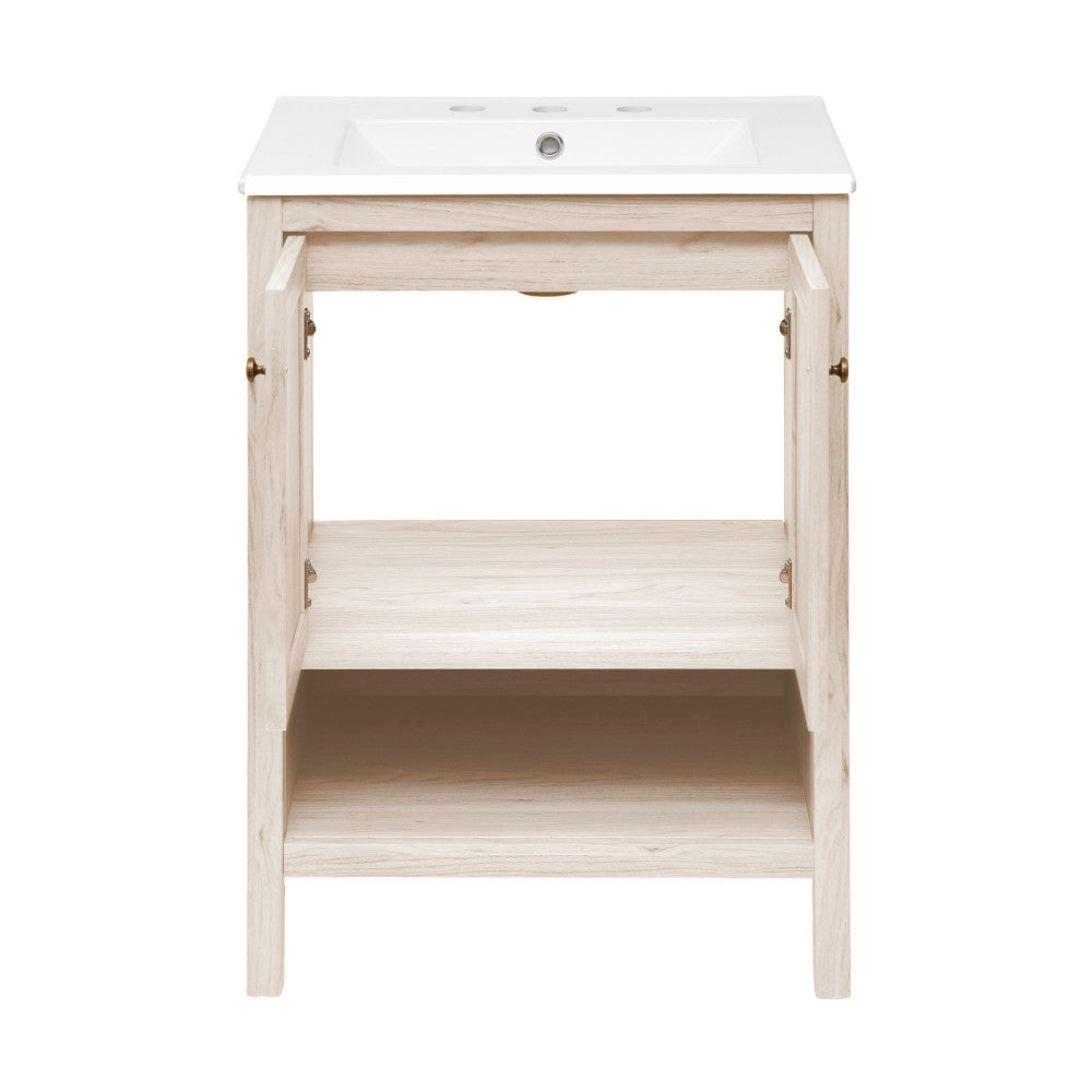 Chateau 24" Freestanding Bathroom Vanity in White Oak with 3-Hole Widespread Sink Top