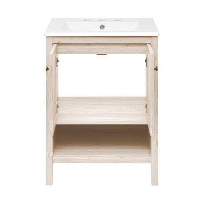 Chateau 24" Freestanding Bathroom Vanity in White Oak with 3-Hole Widespread Sink Top