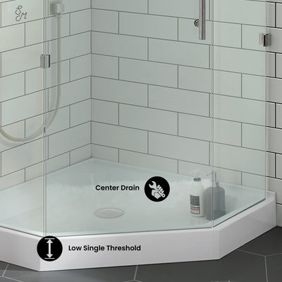 Voltaire 36" x 36" Acrylic White, Single-Threshold, Center Drain, Neo-angle Shower Base